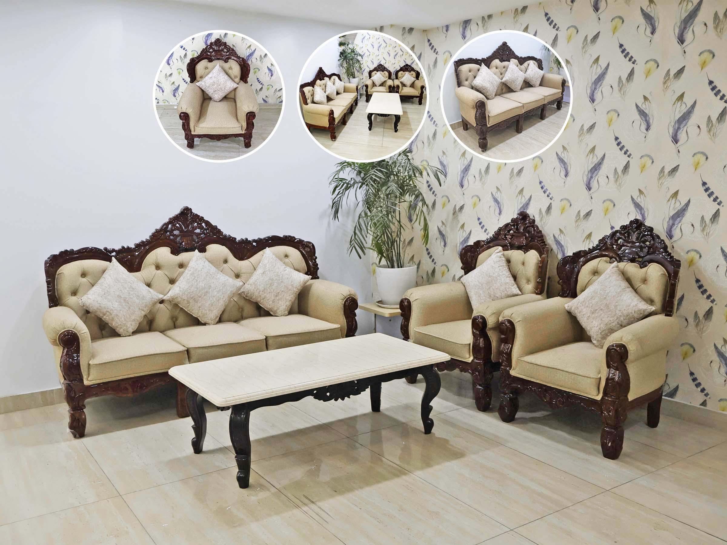 Compact Royal Carved Sofa Set