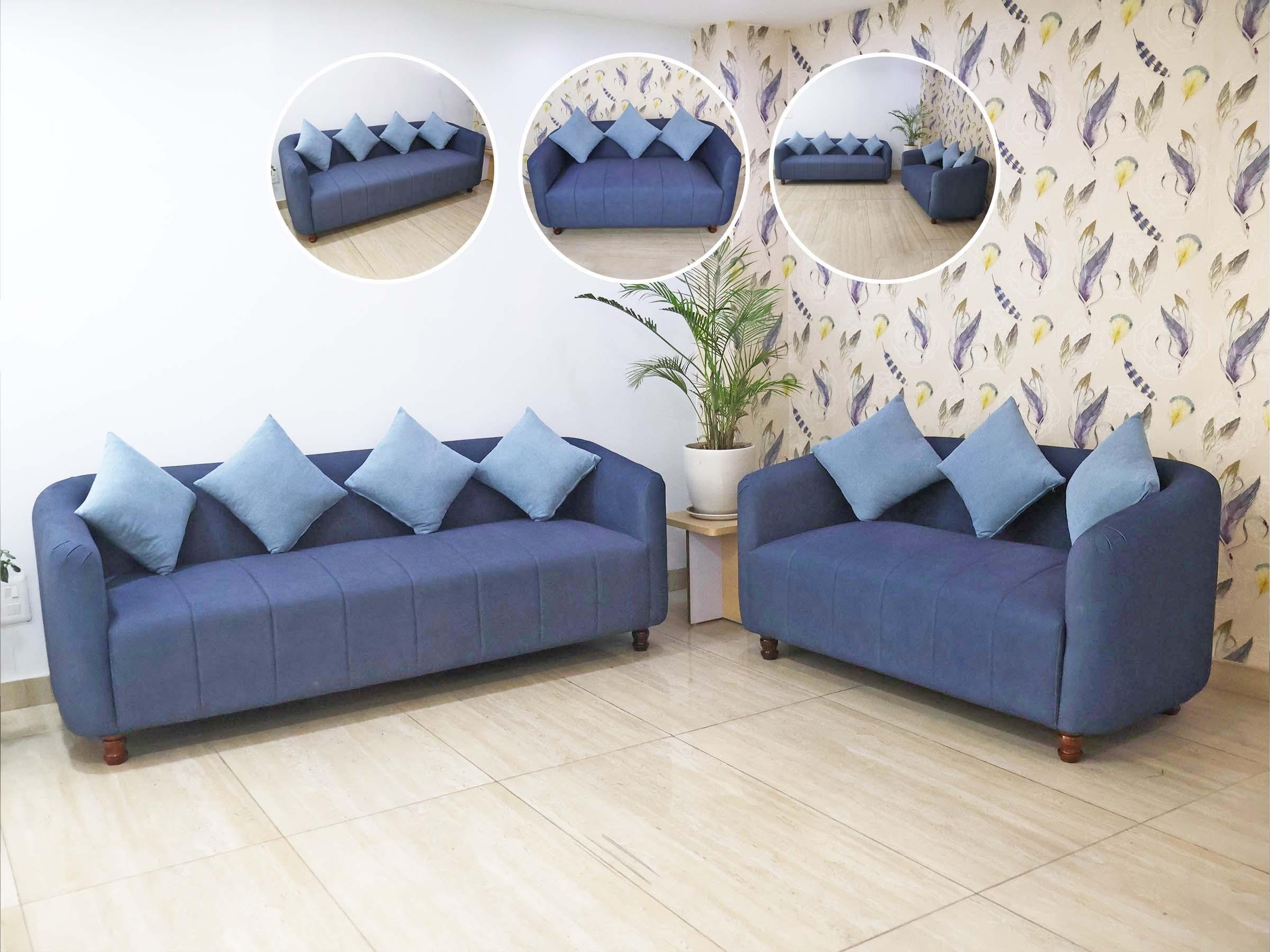 Elegant 3+2 Blue Fabric Sofa