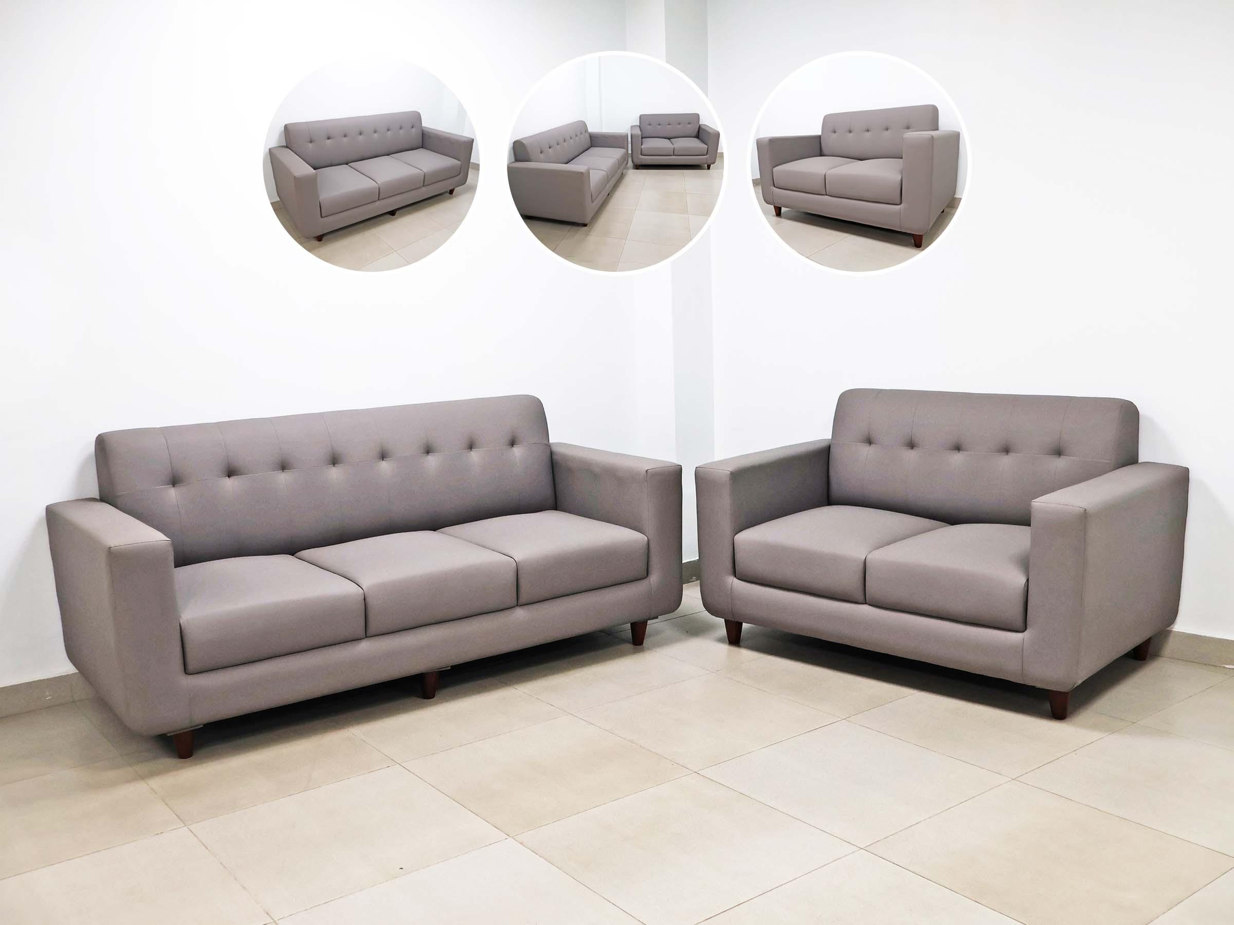 Graphite Grey Rexine Sofa Set