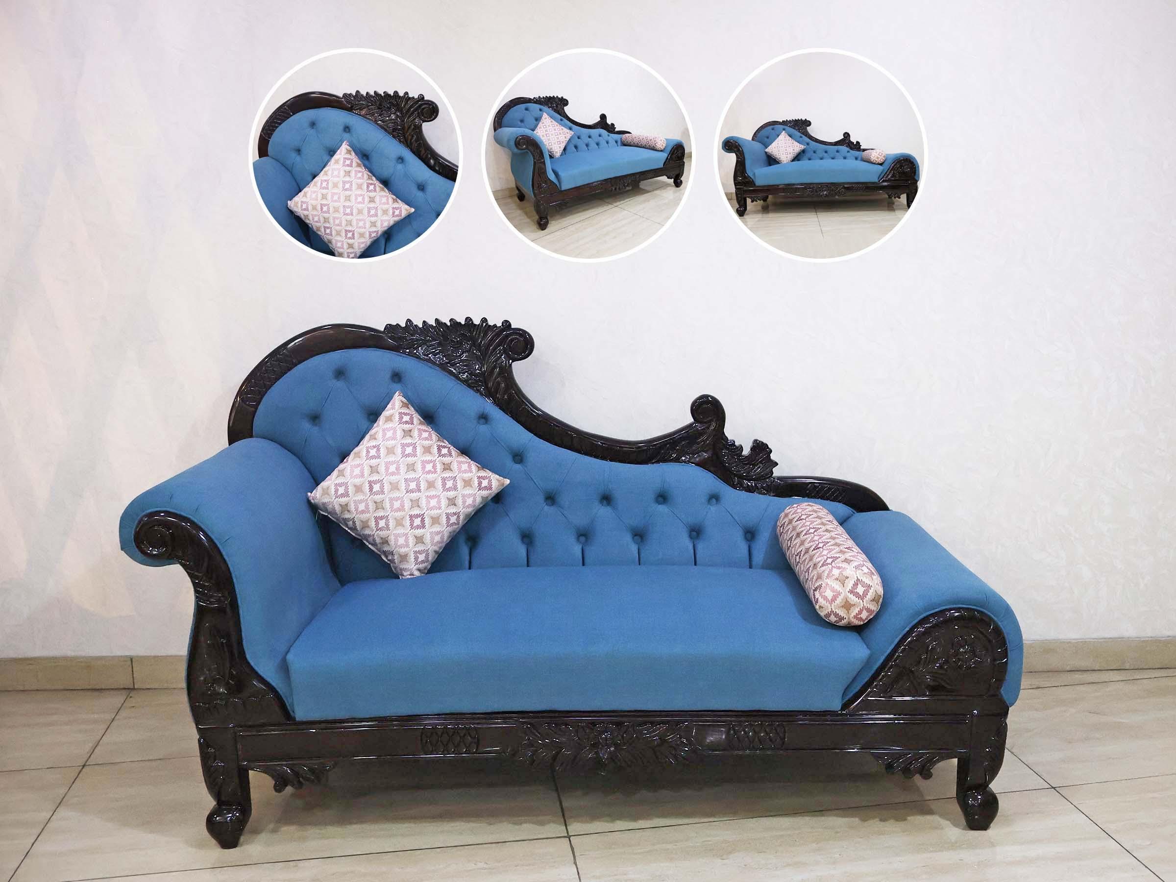 Royal Blue Carved Diwan