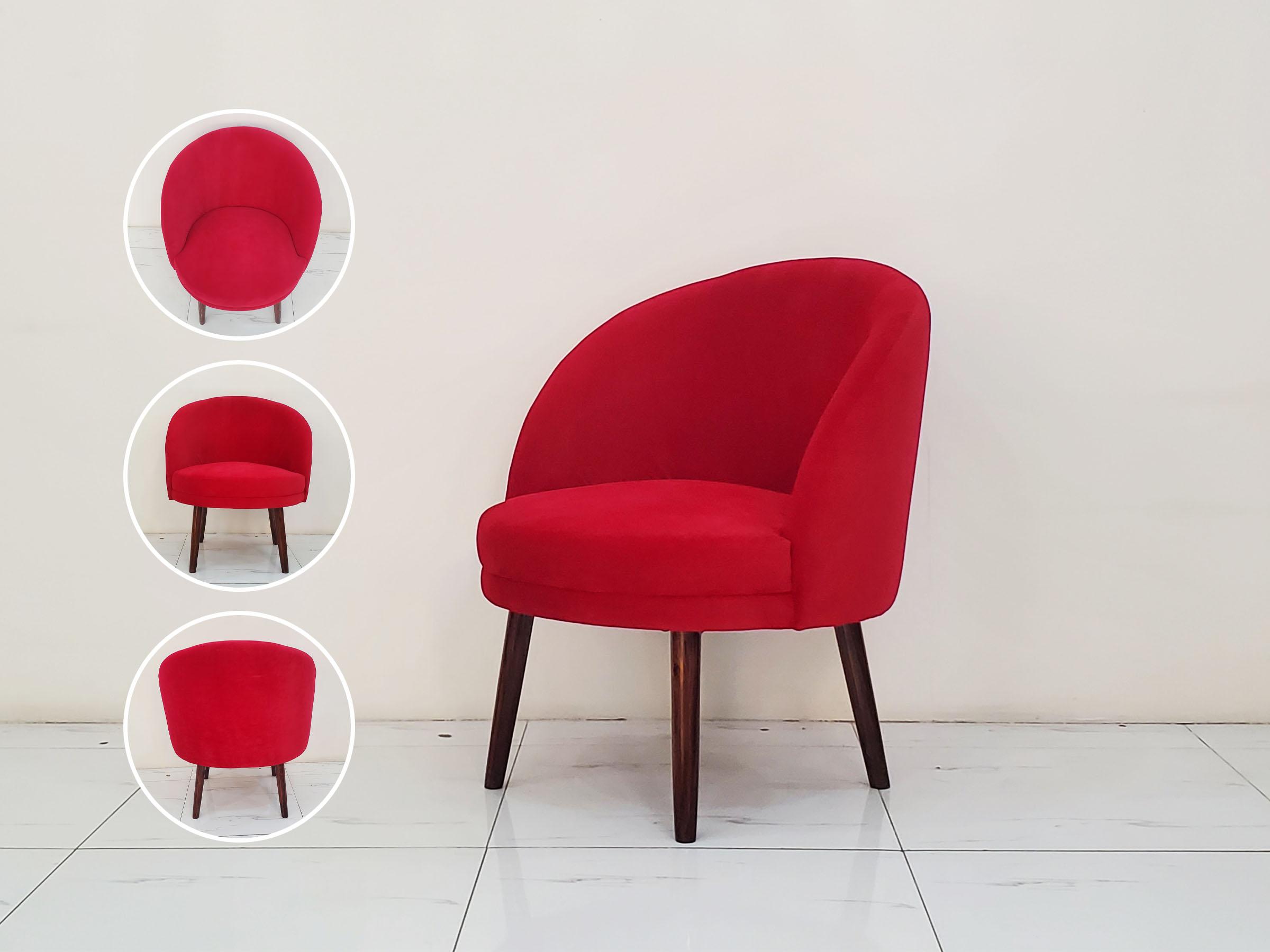 Red Fabric Crown Chair