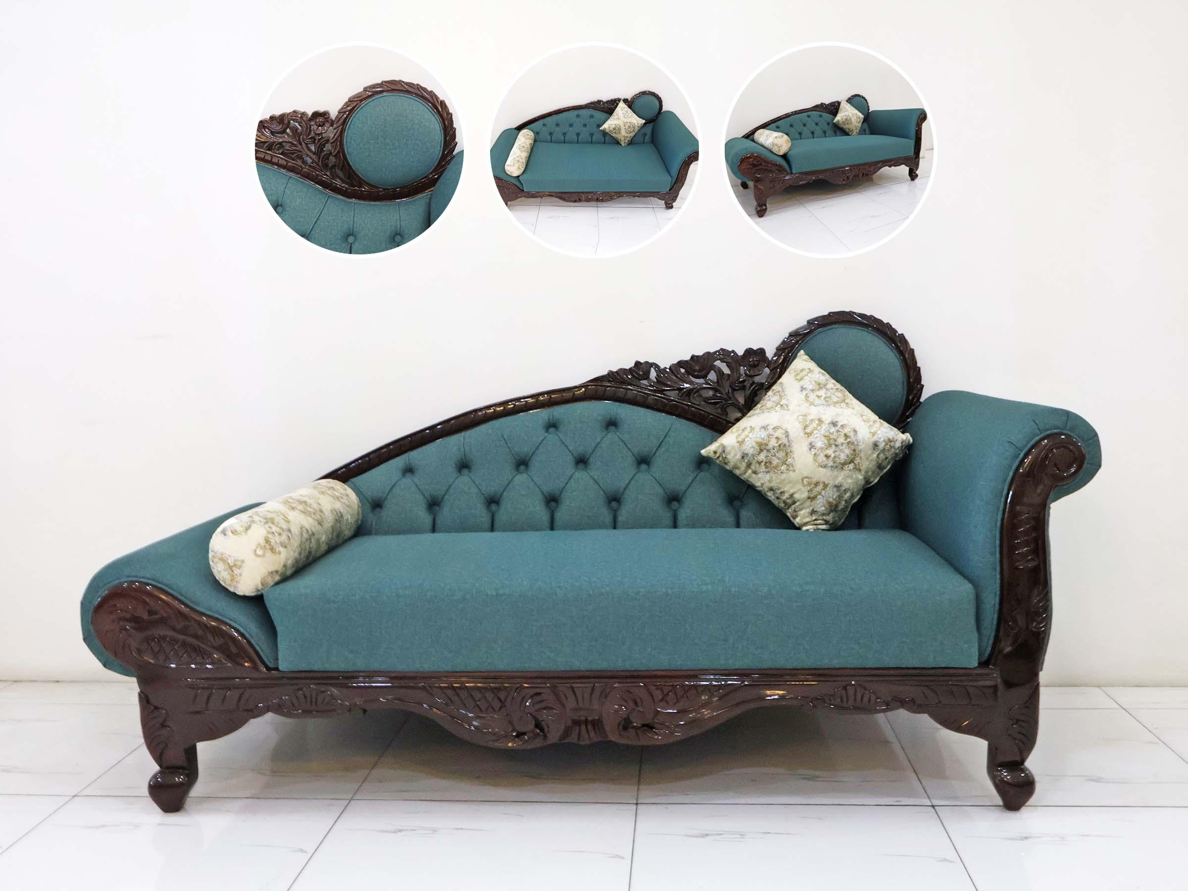 Emerald Green Carved Diwan