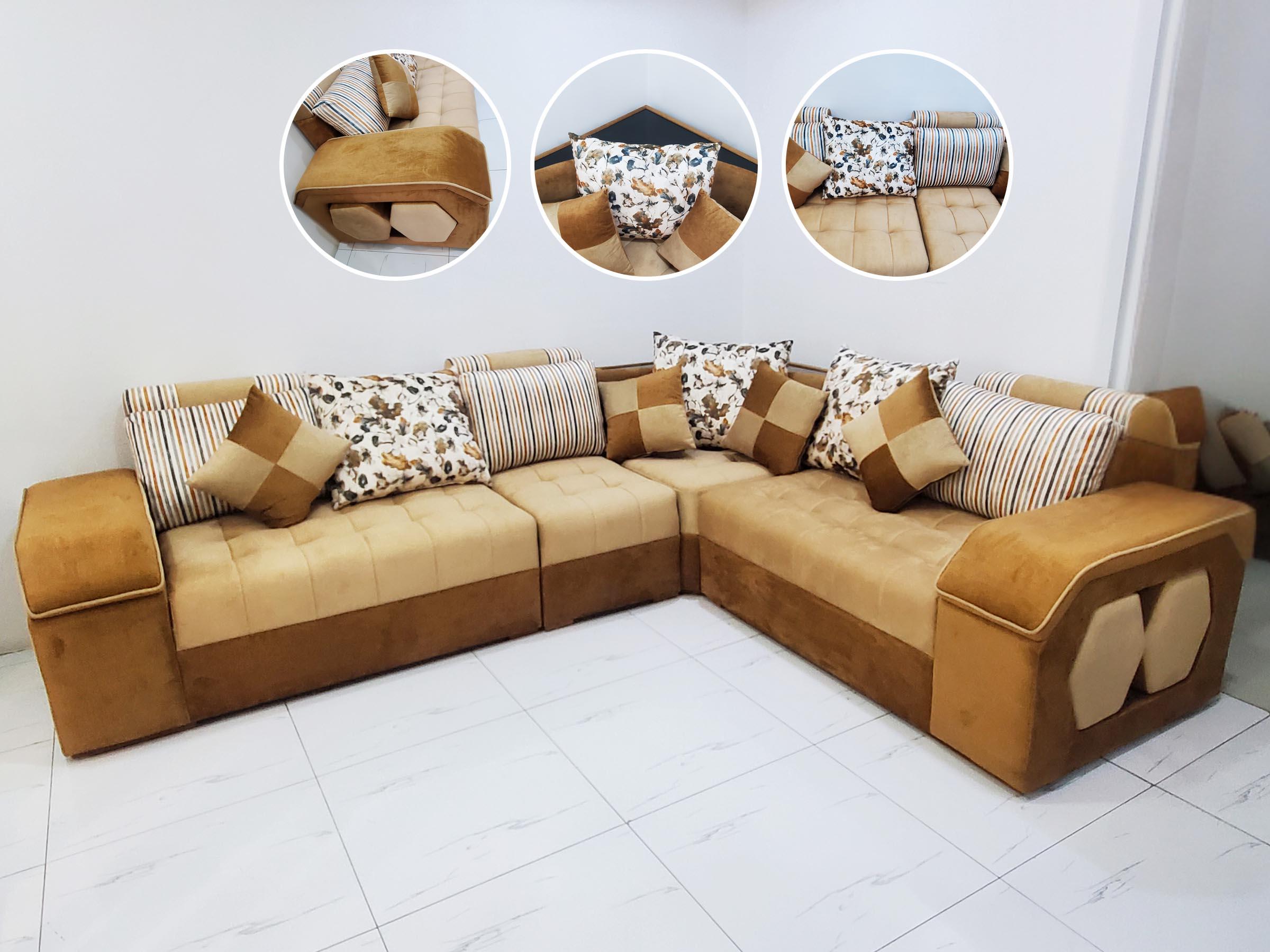 Luxurious Golden L-shaped sofa