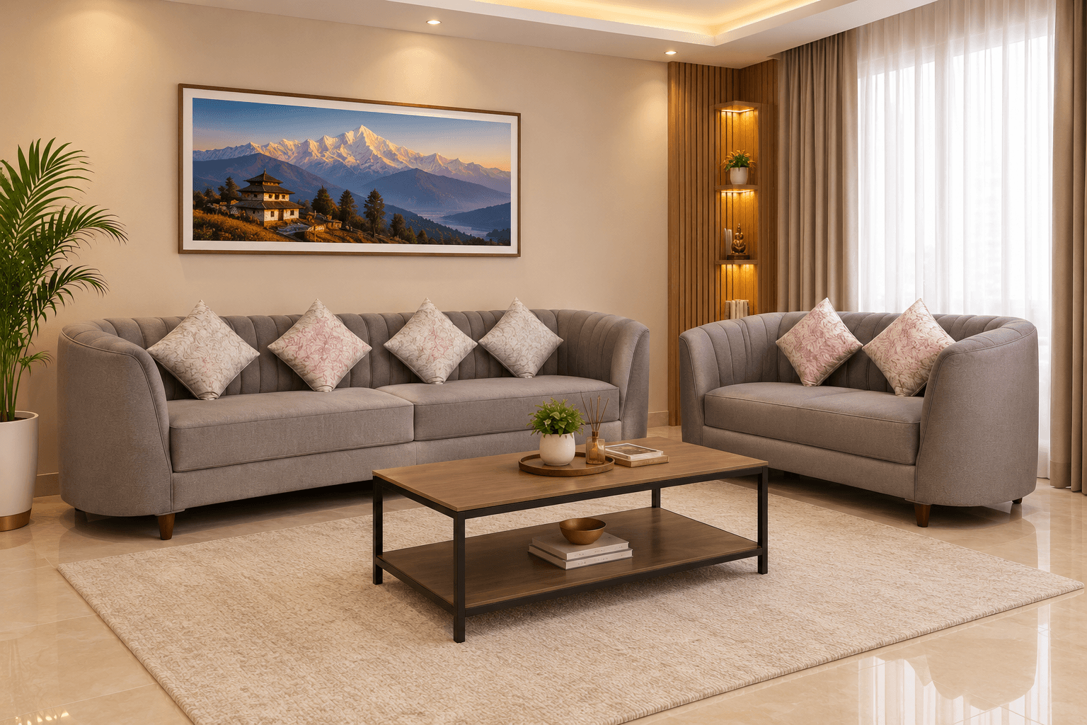 Grey Curve Sofa - Furniture in Nepal