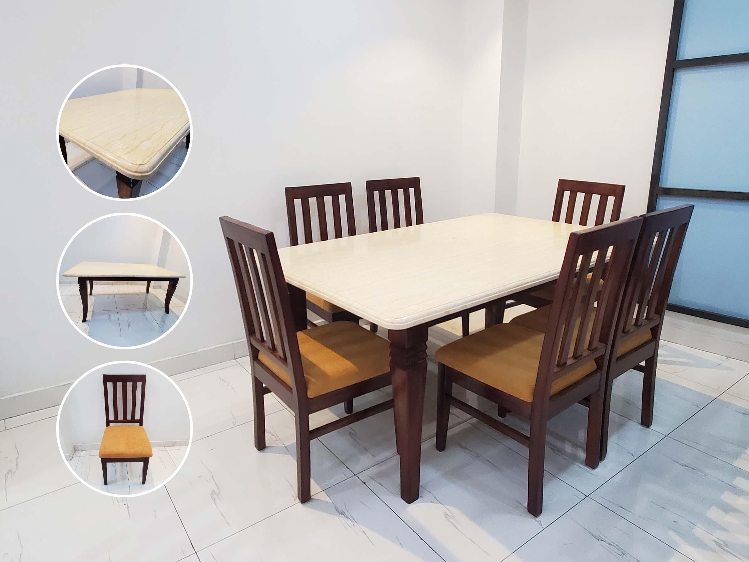 White Italian Marble Top Dining Set