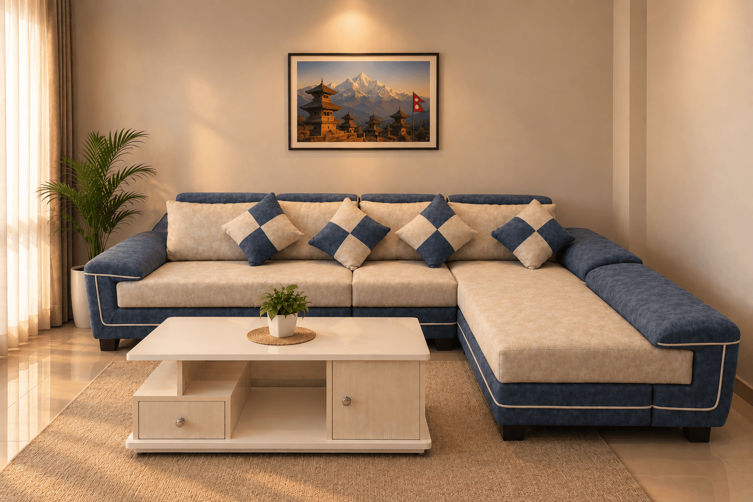 L-shaped lounge sofa