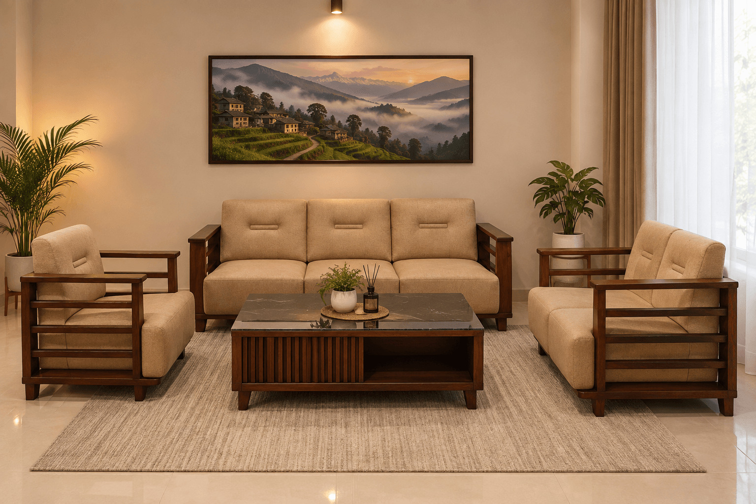 Luxury Wooden Sectional Sofa