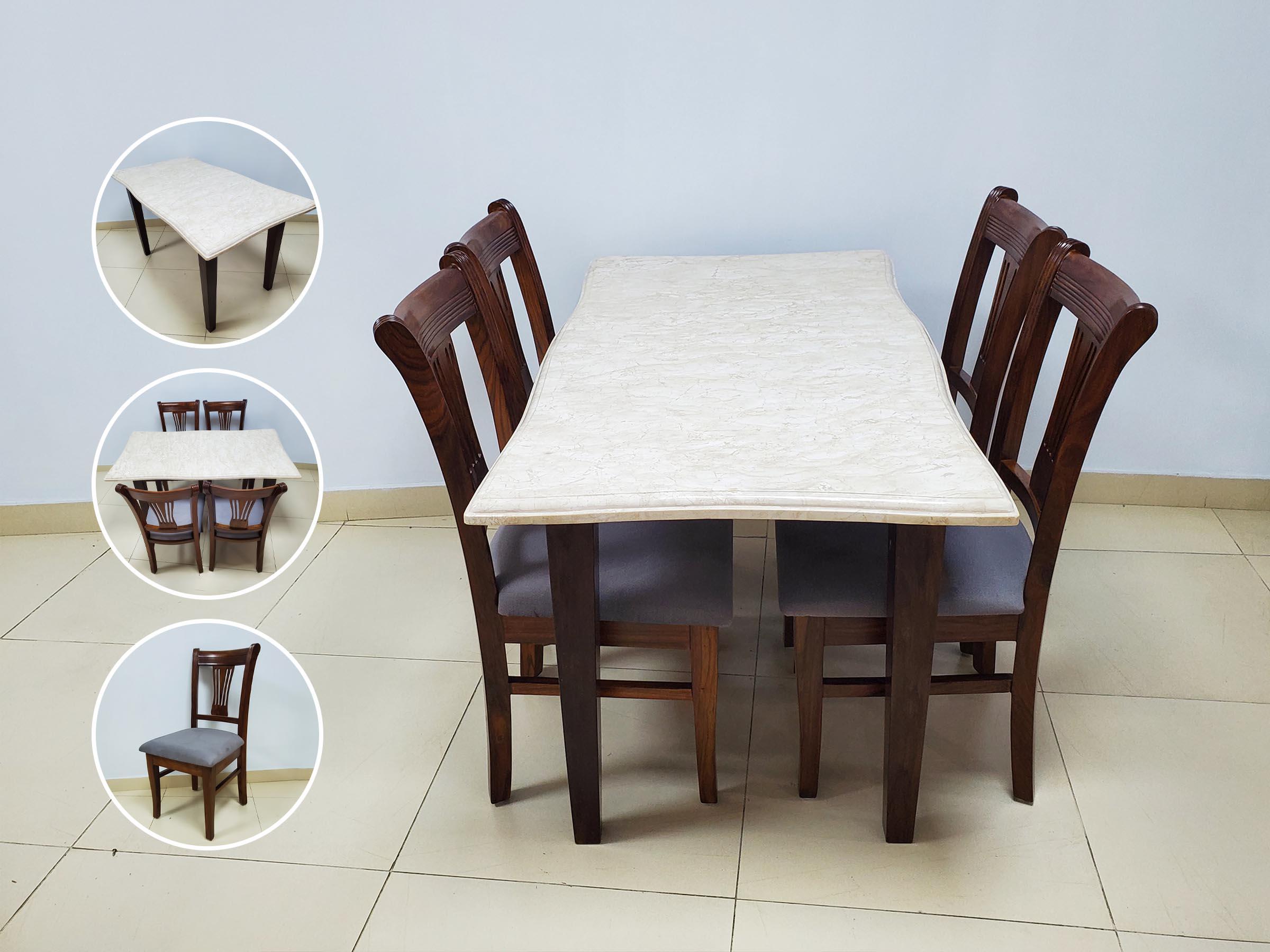 White Italian Marble Dining Set