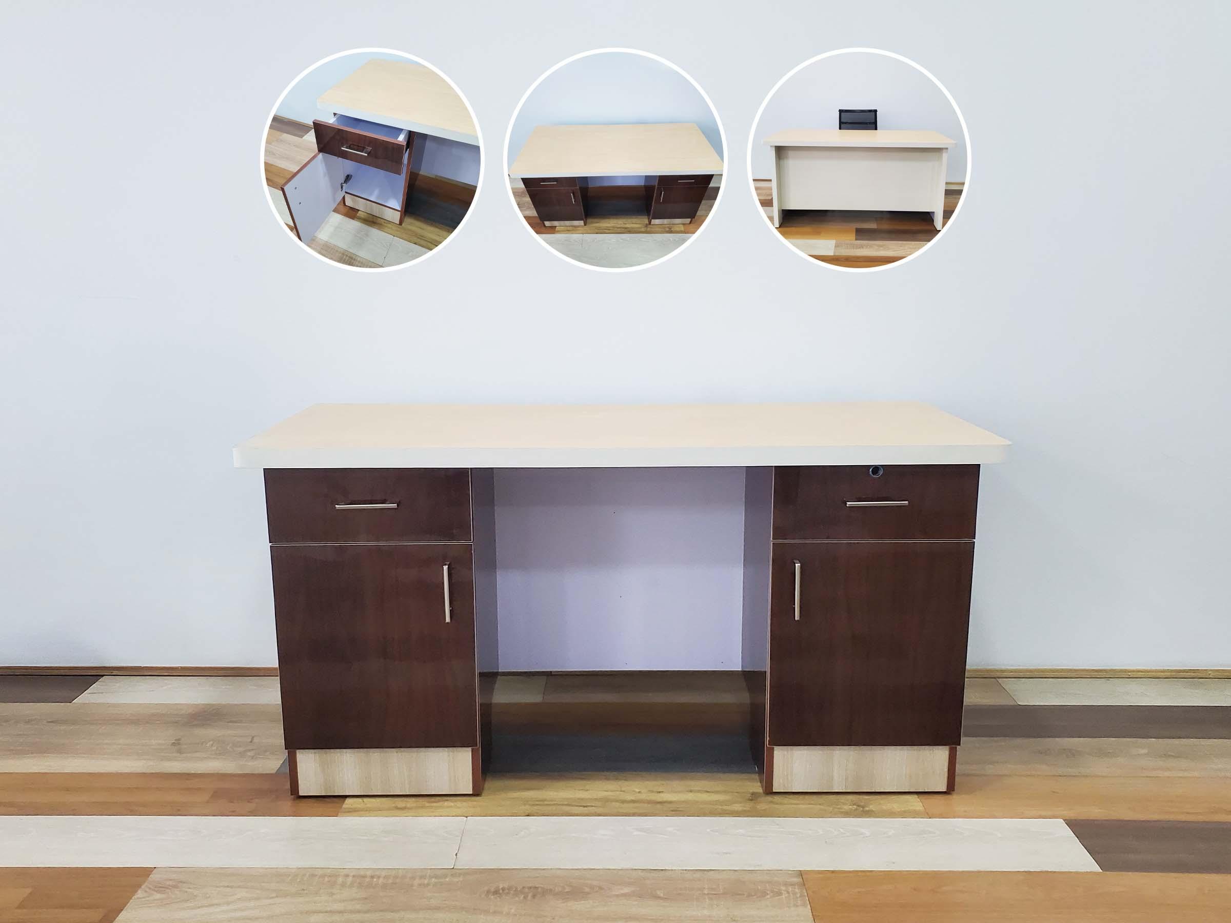 Modular Office Table with Dual-Side Drawers