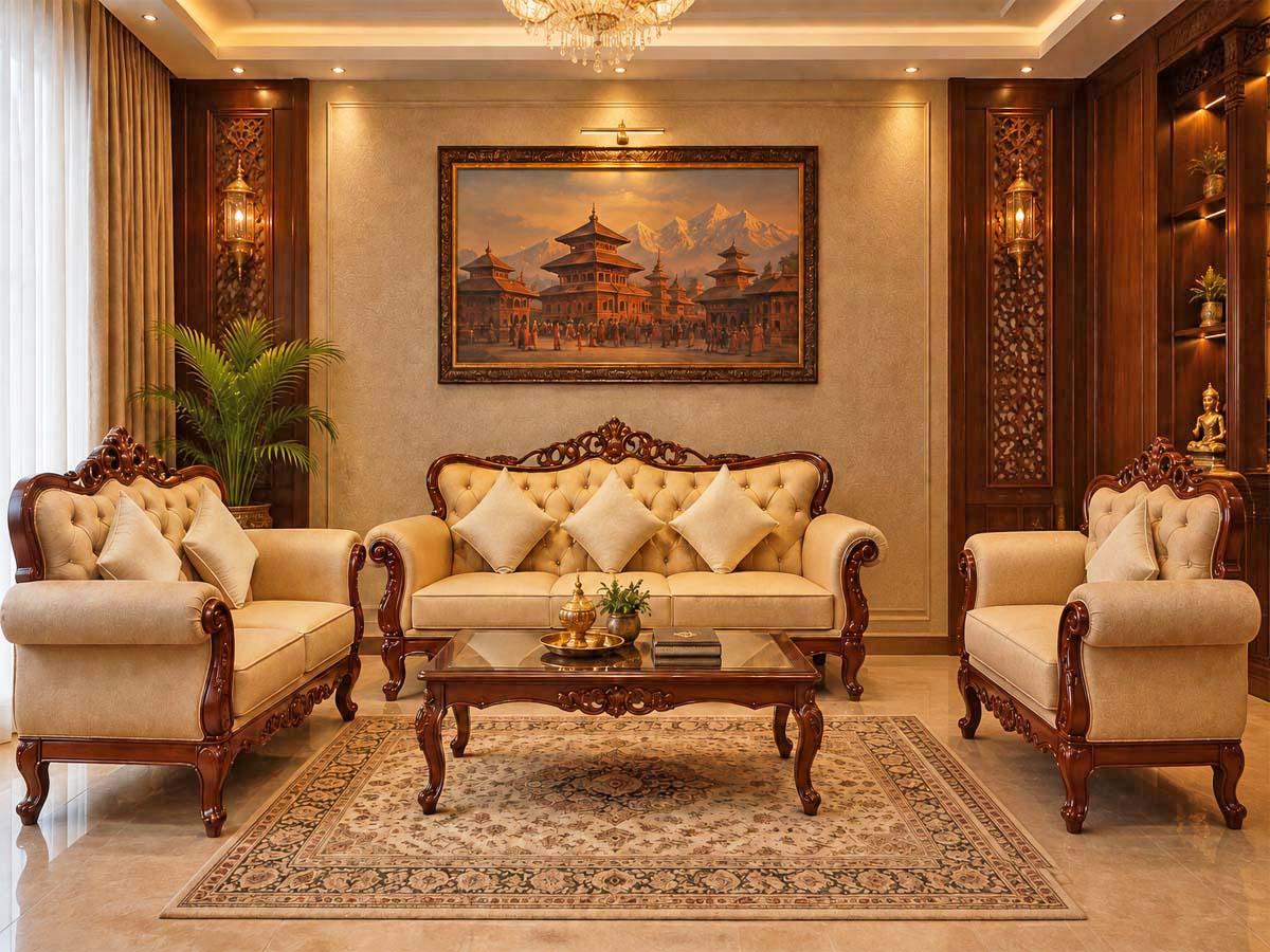Shiny Royal Carved Sofa - Furniture in Nepal