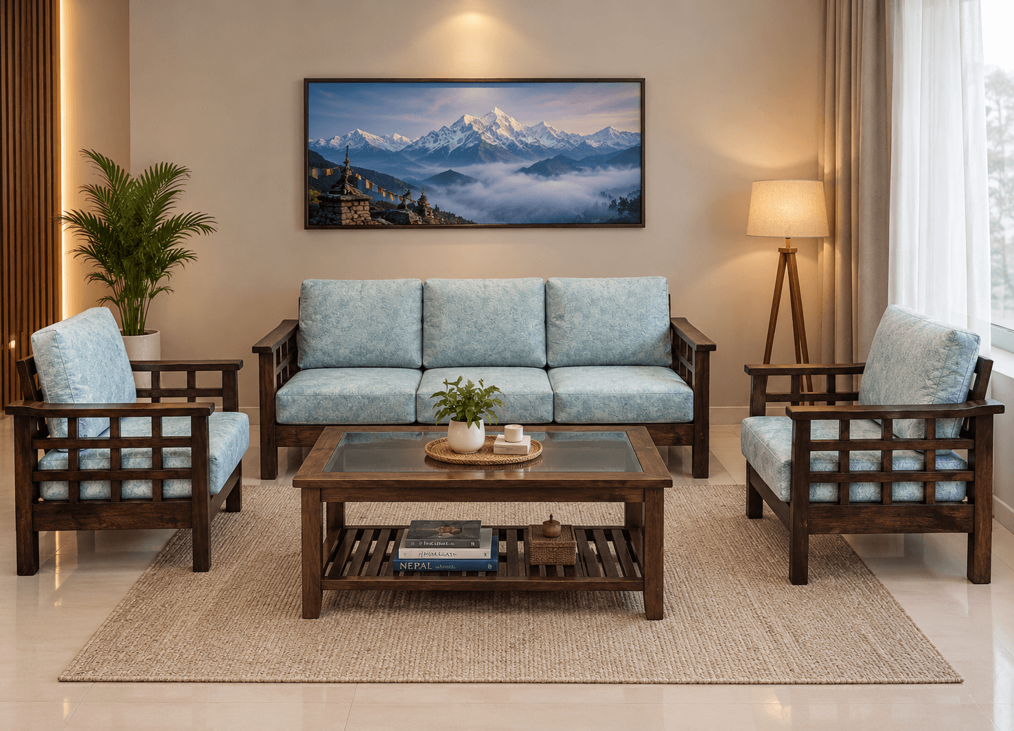 Wooden Sofa Set 3+1+1