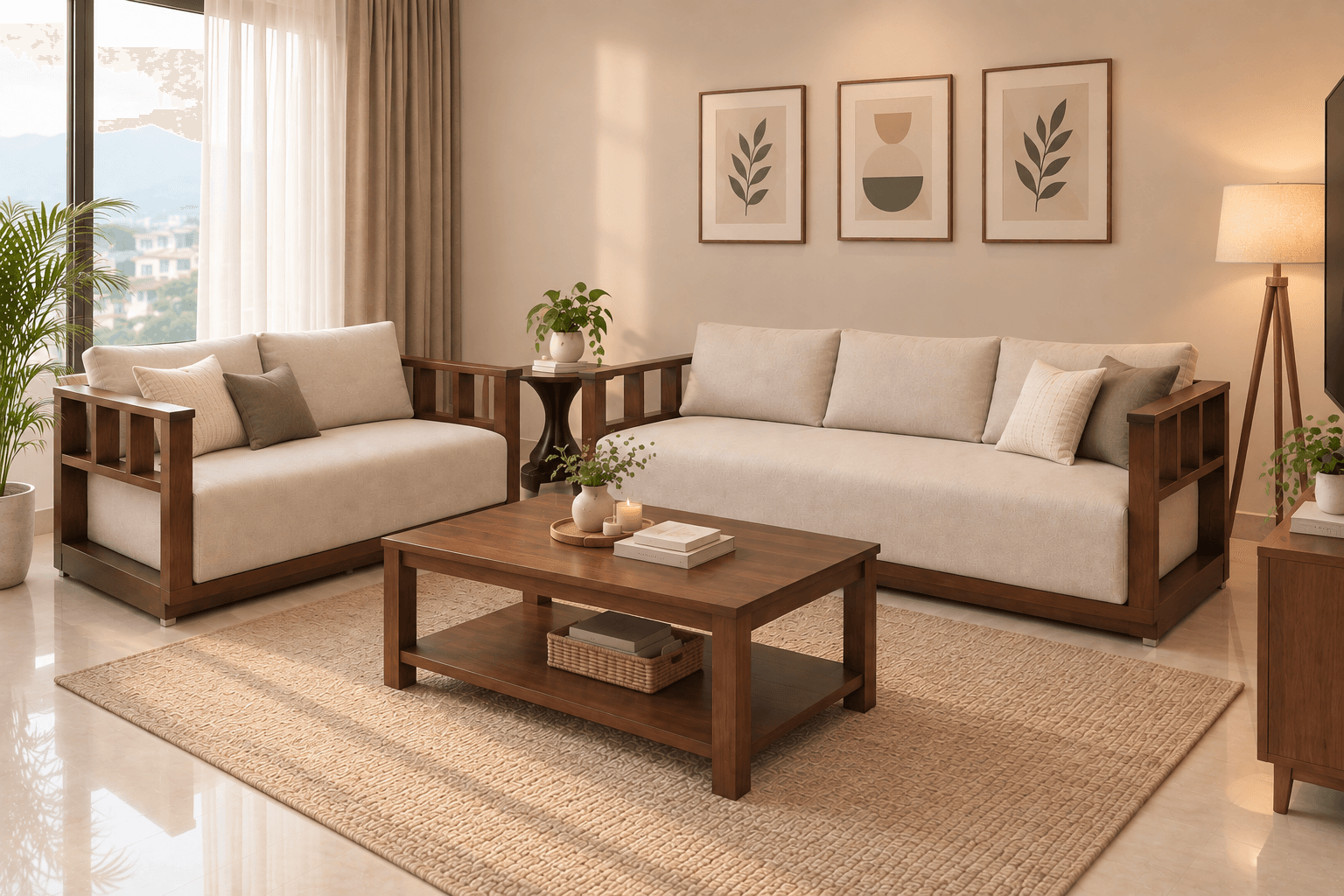 Wooden Sofa Set (3+2 Seater)