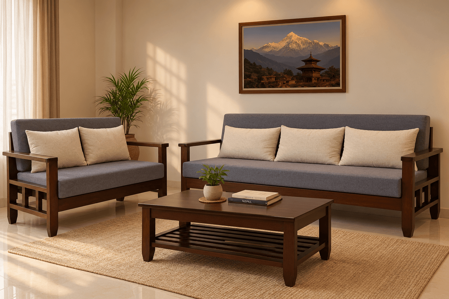 Wooden Sofa Set (3+2 seater)