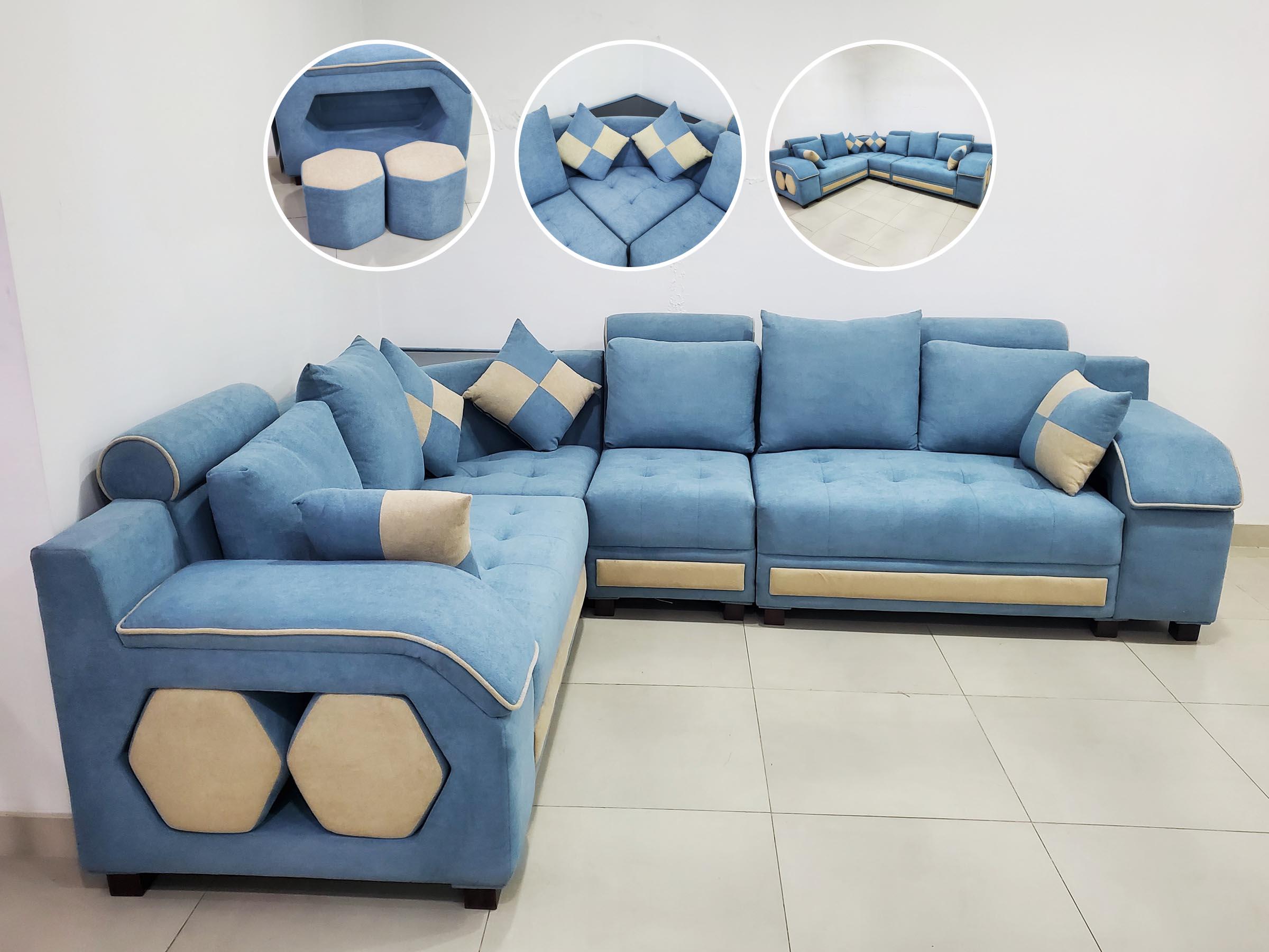 Blue L Sofa