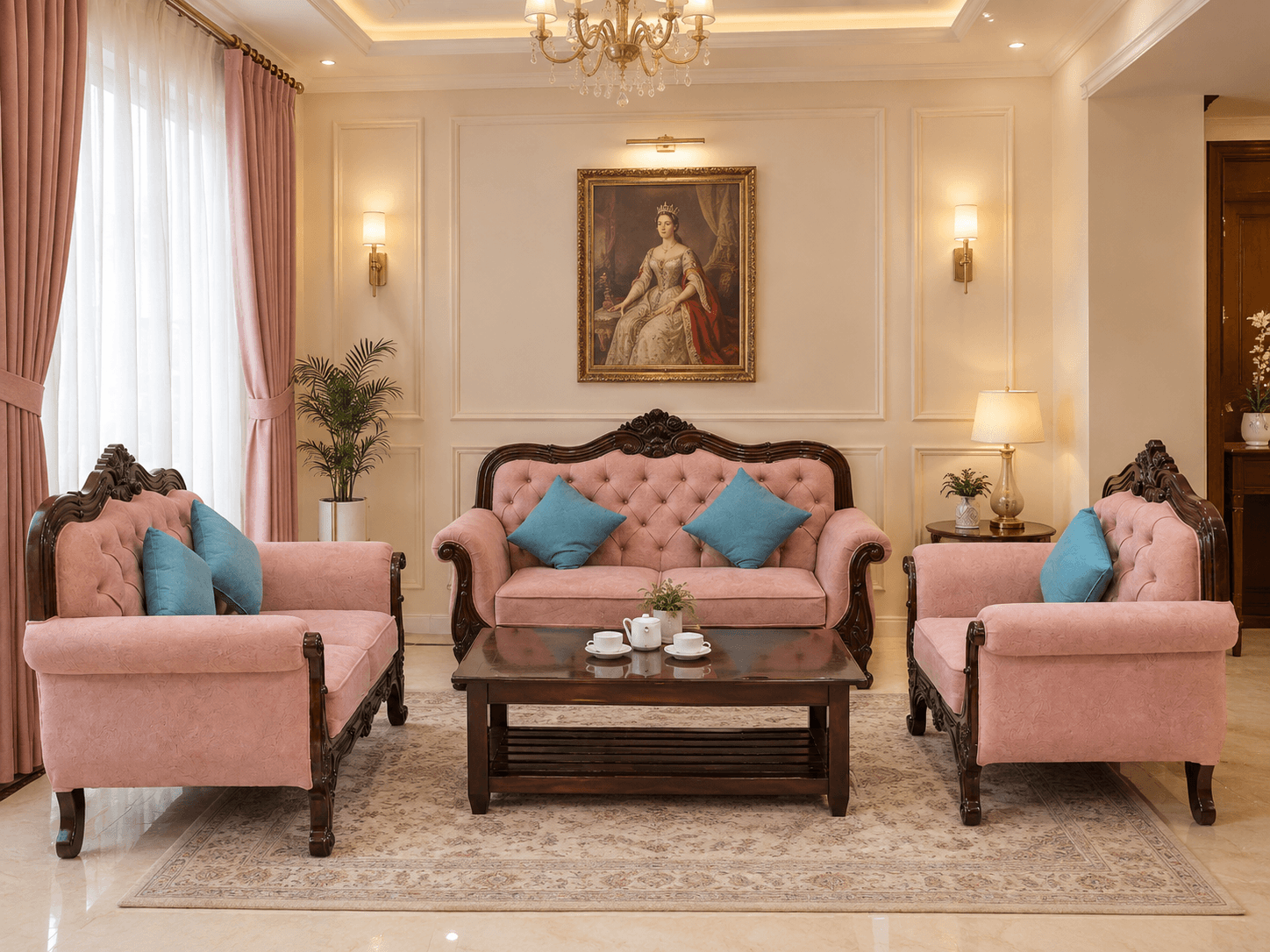 Rosé Blush Royal Sofa Set - Furniture in Nepal