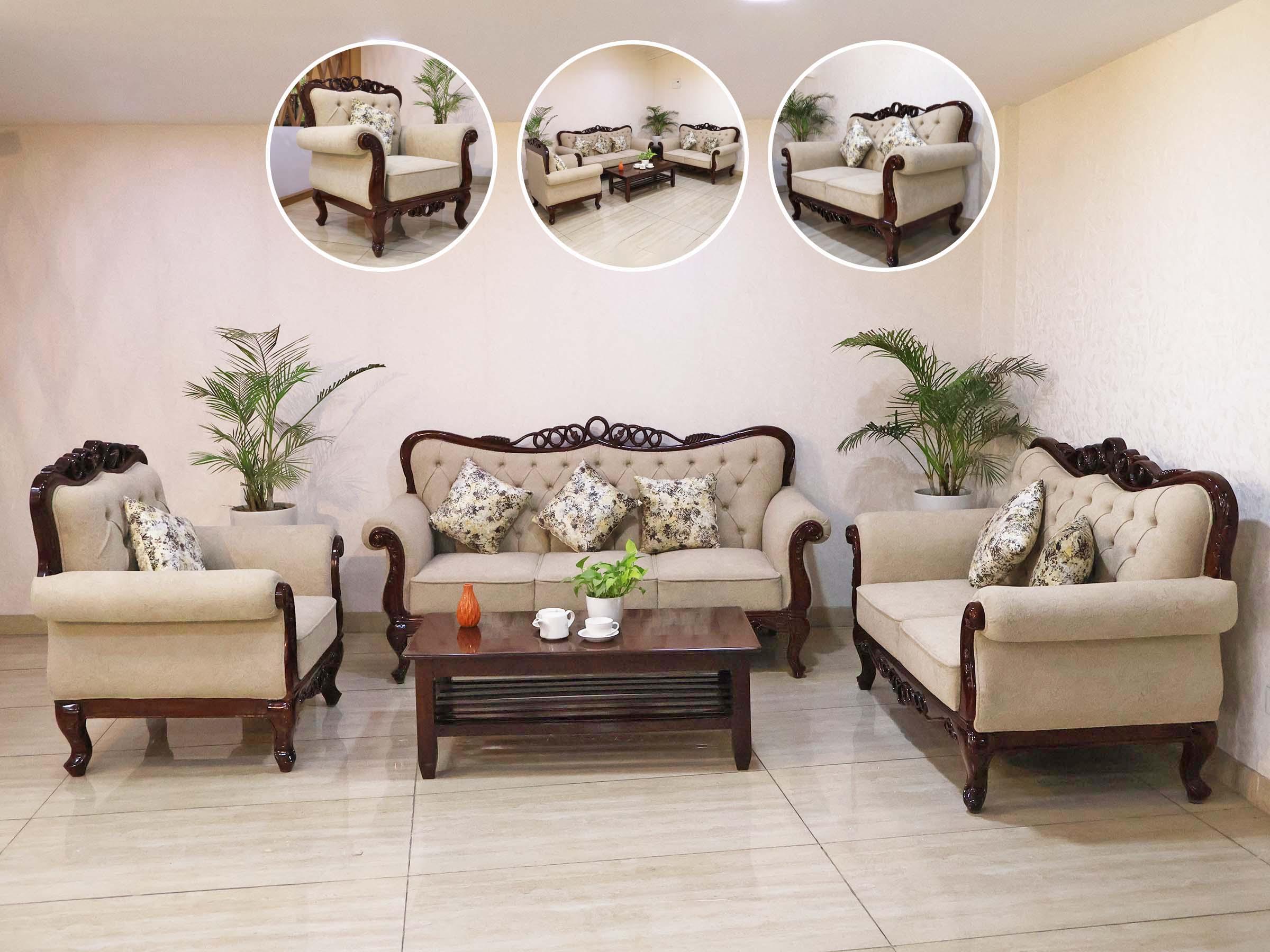 Beige Royal Carved Sofa