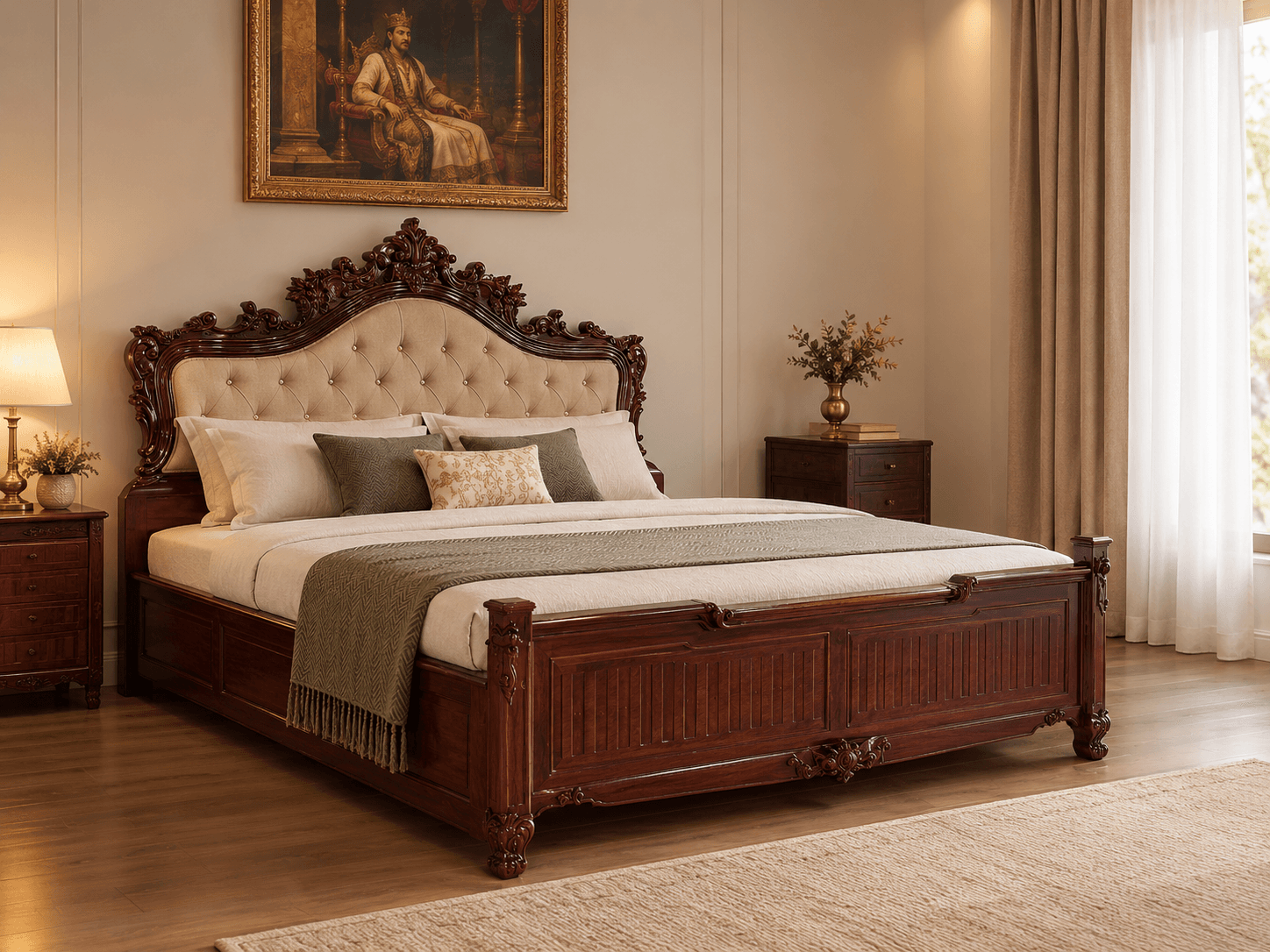 Cream Royal Bed - Furniture in Nepal
